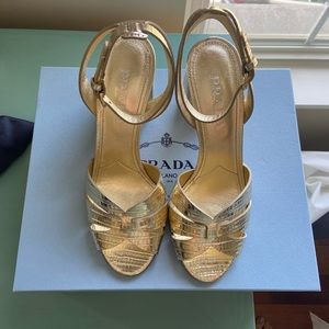 AUTHENTIC & NEW Prada Lizard-Print Ankle Sandals